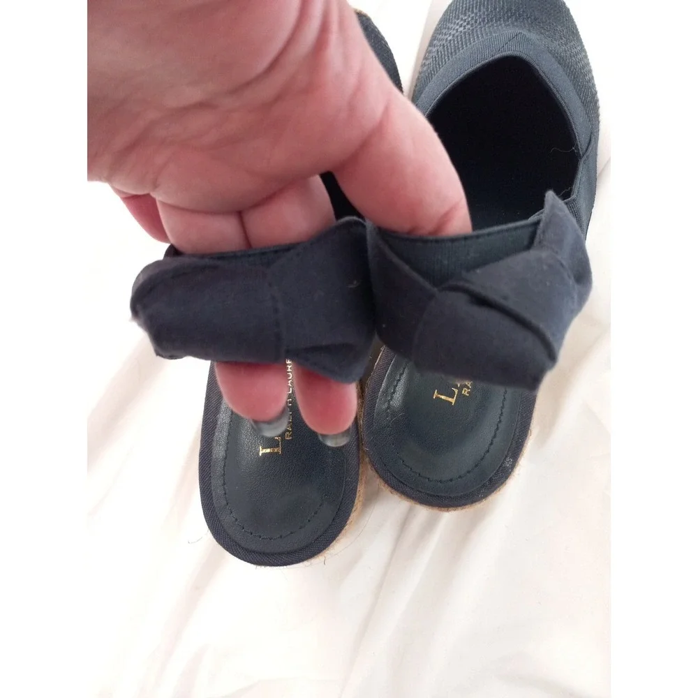 Ralph Lauren Penelopie Slingback Wedge NauticalSandals Espadrille Navy Blue NWOB